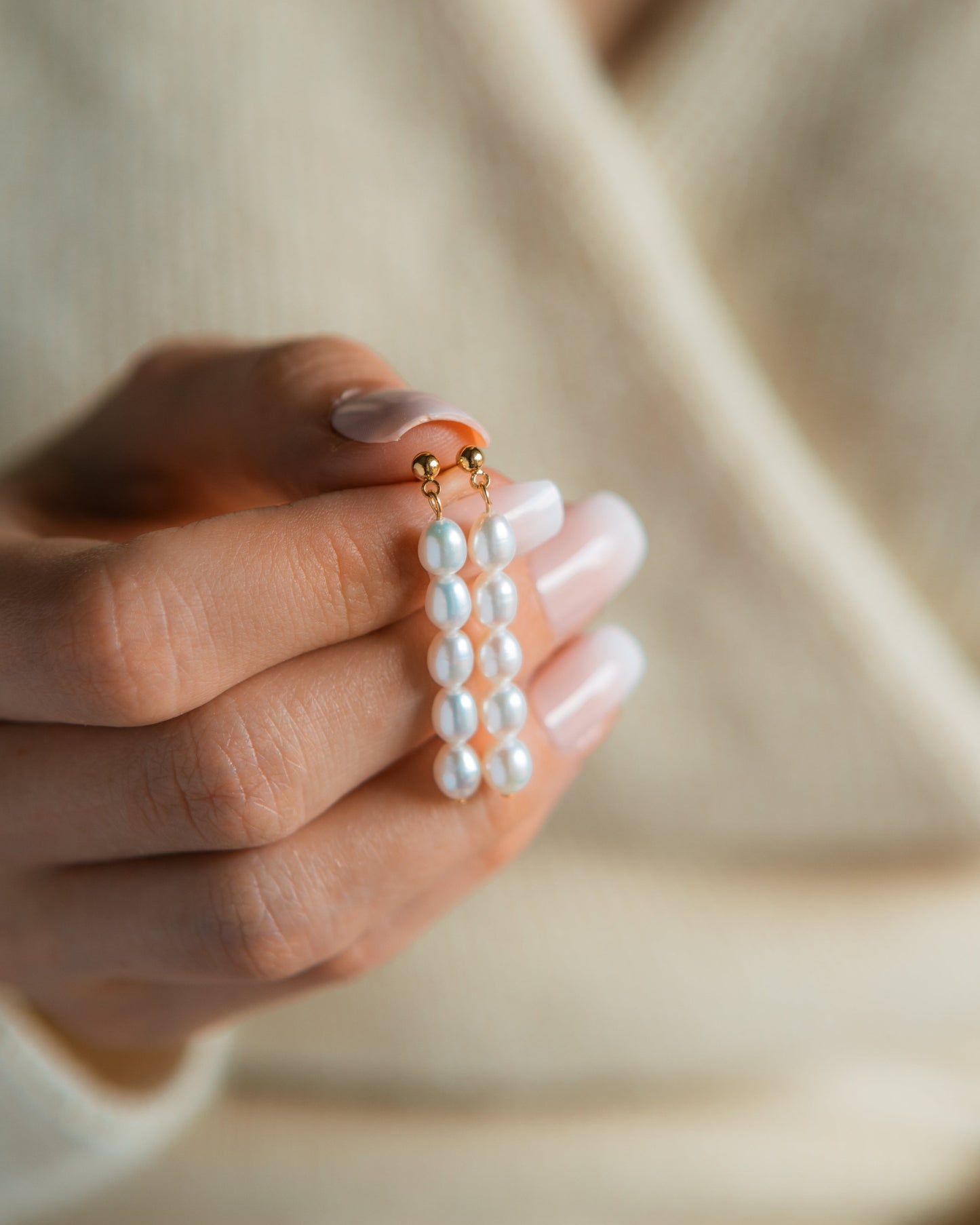 Long Pearl Dangle Earrings
