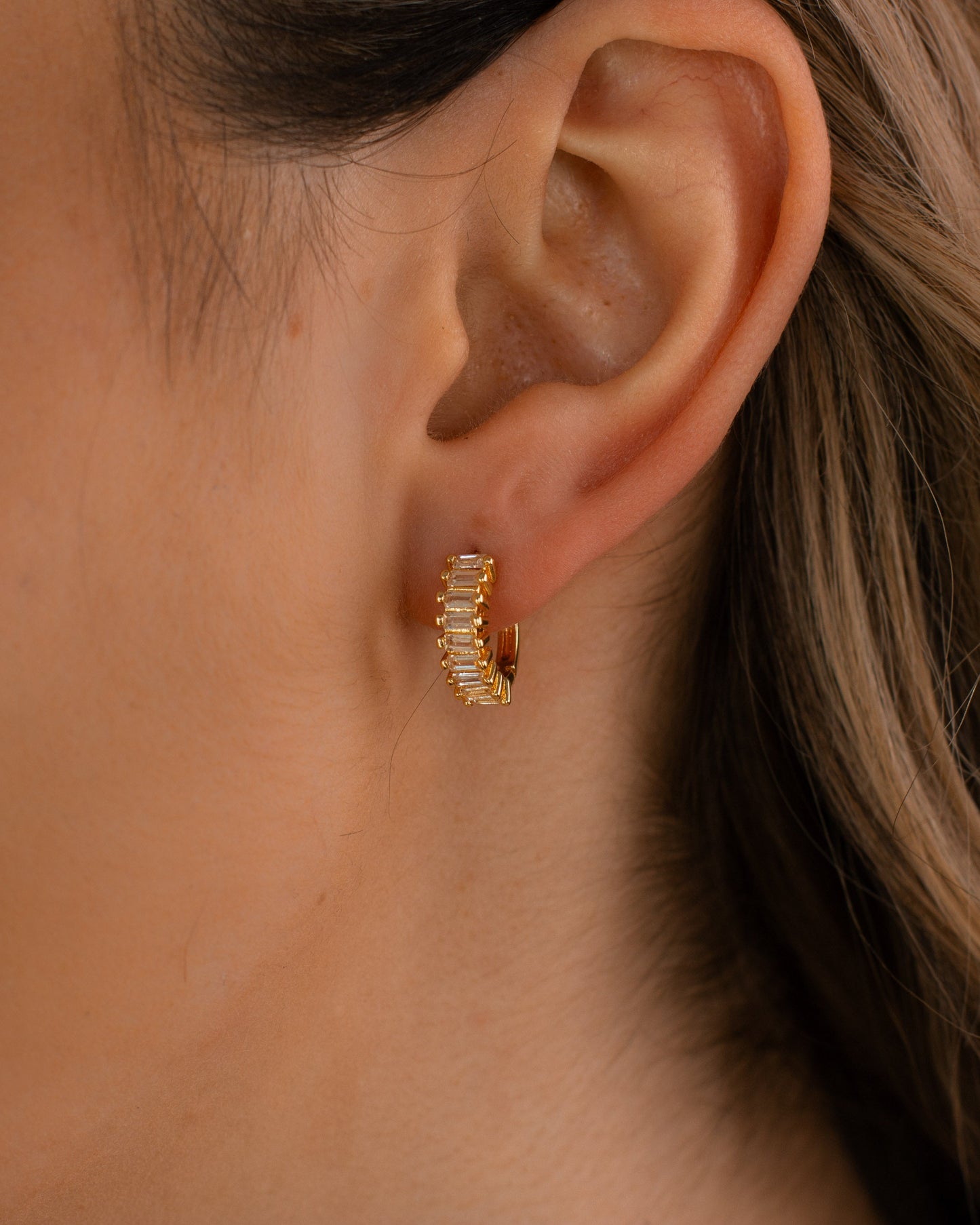 Diamond Baguette Hoop Earrings