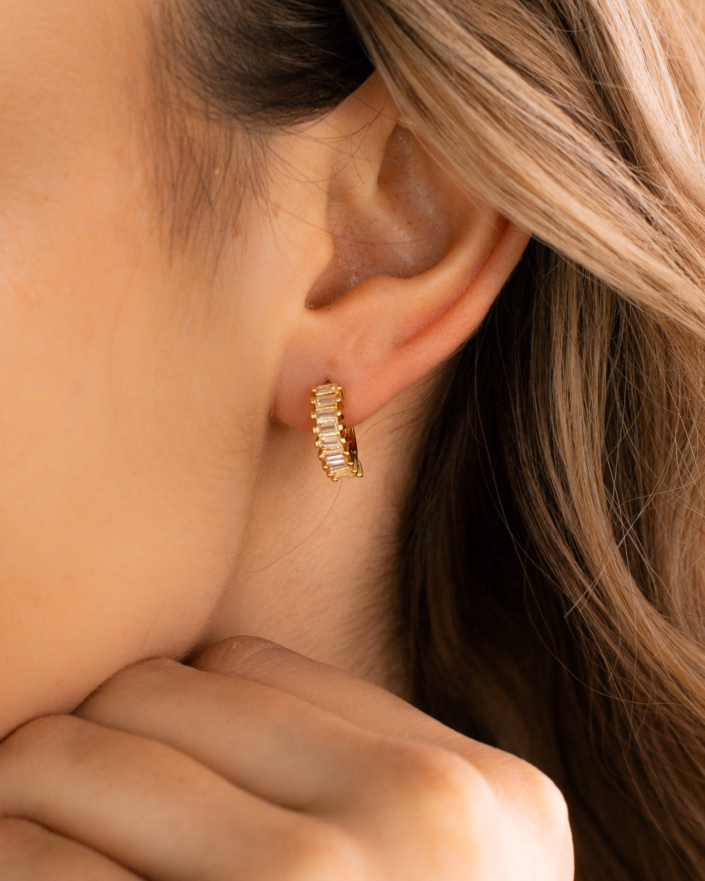Diamond Baguette Hoop Earrings