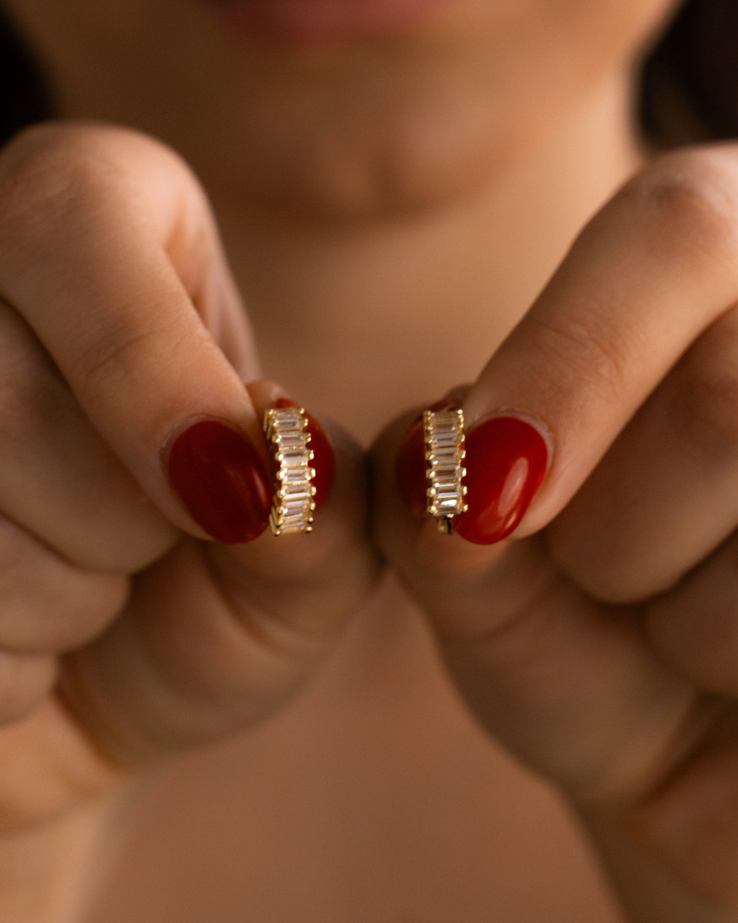 Diamond Baguette Hoop Earrings