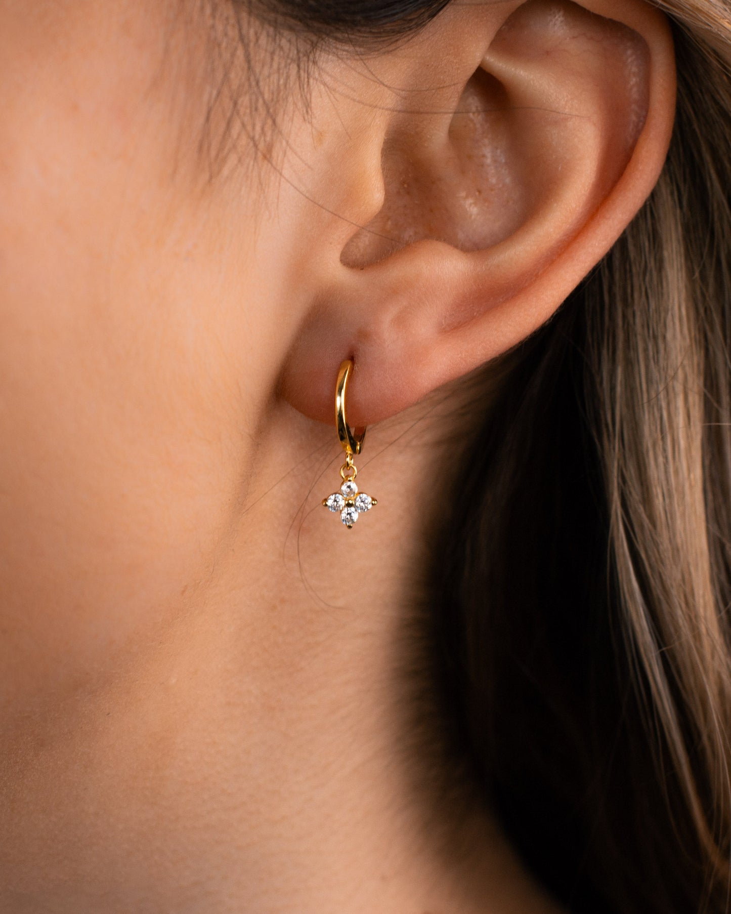 Clover Diamond Hoop Earrings