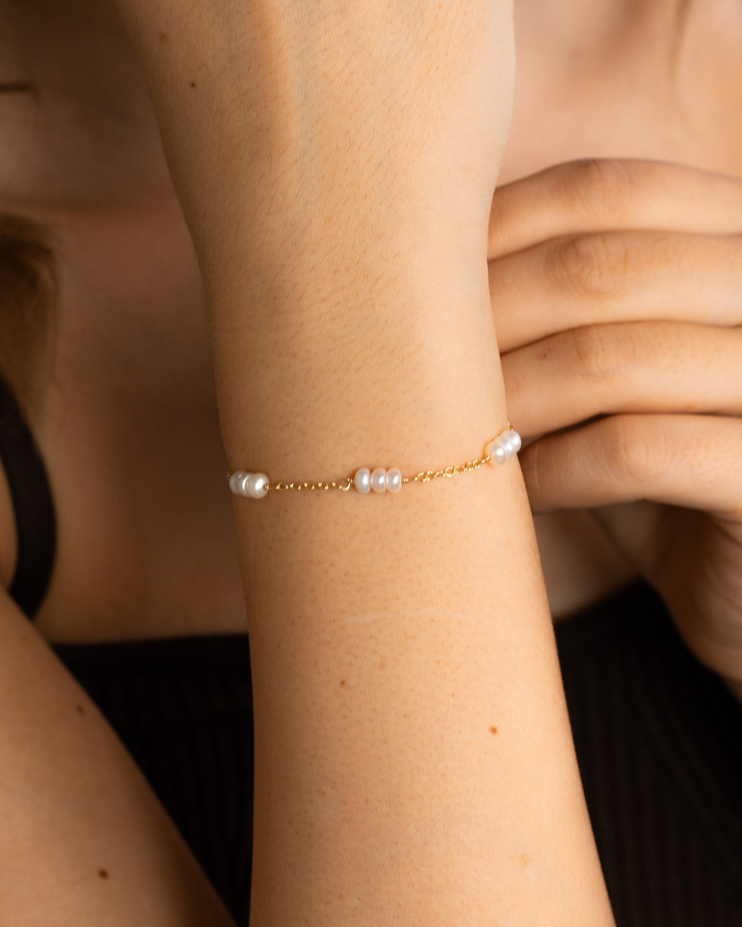 Triple Pearl Station Bracelet