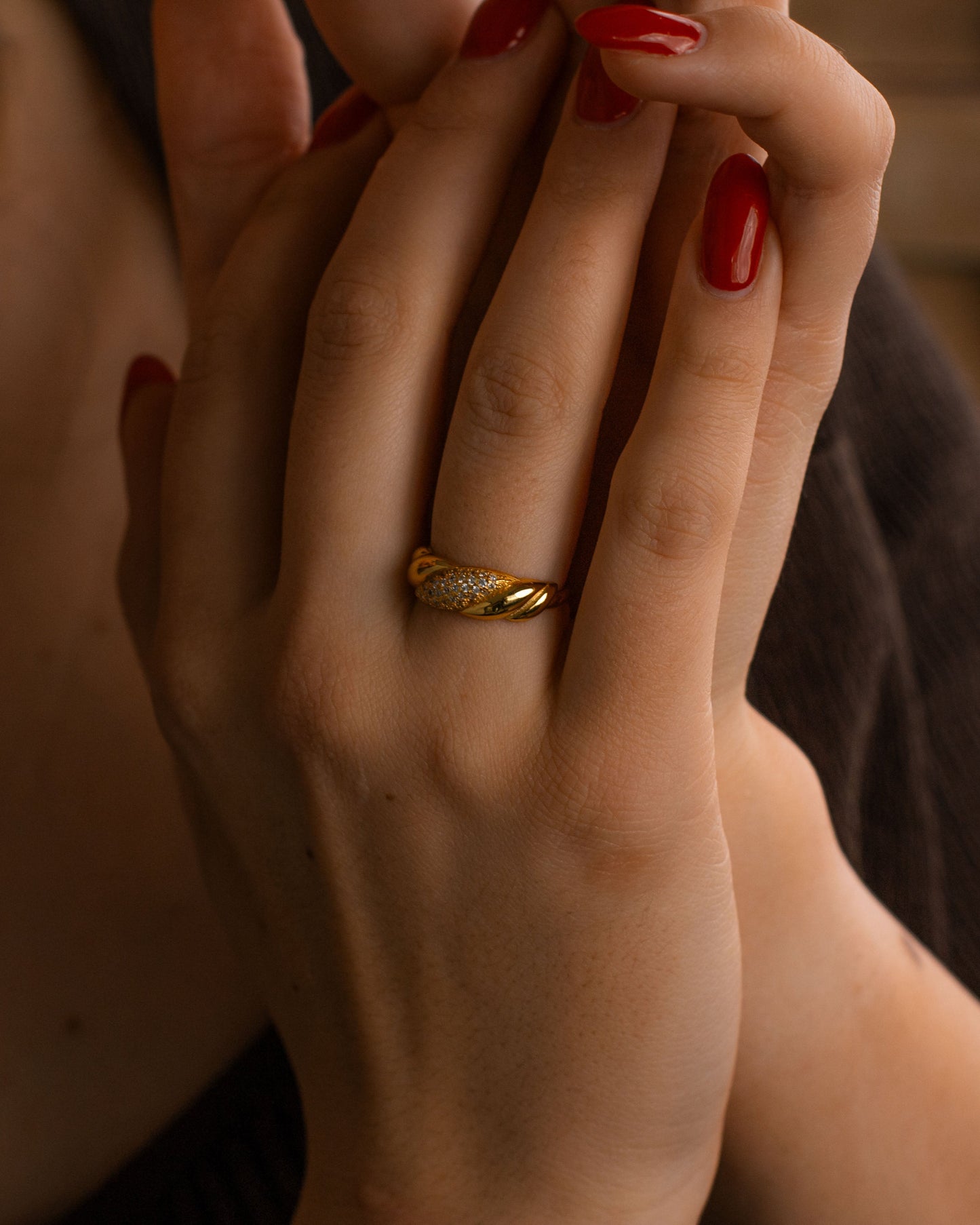 Diamond Stripe Dome Ring