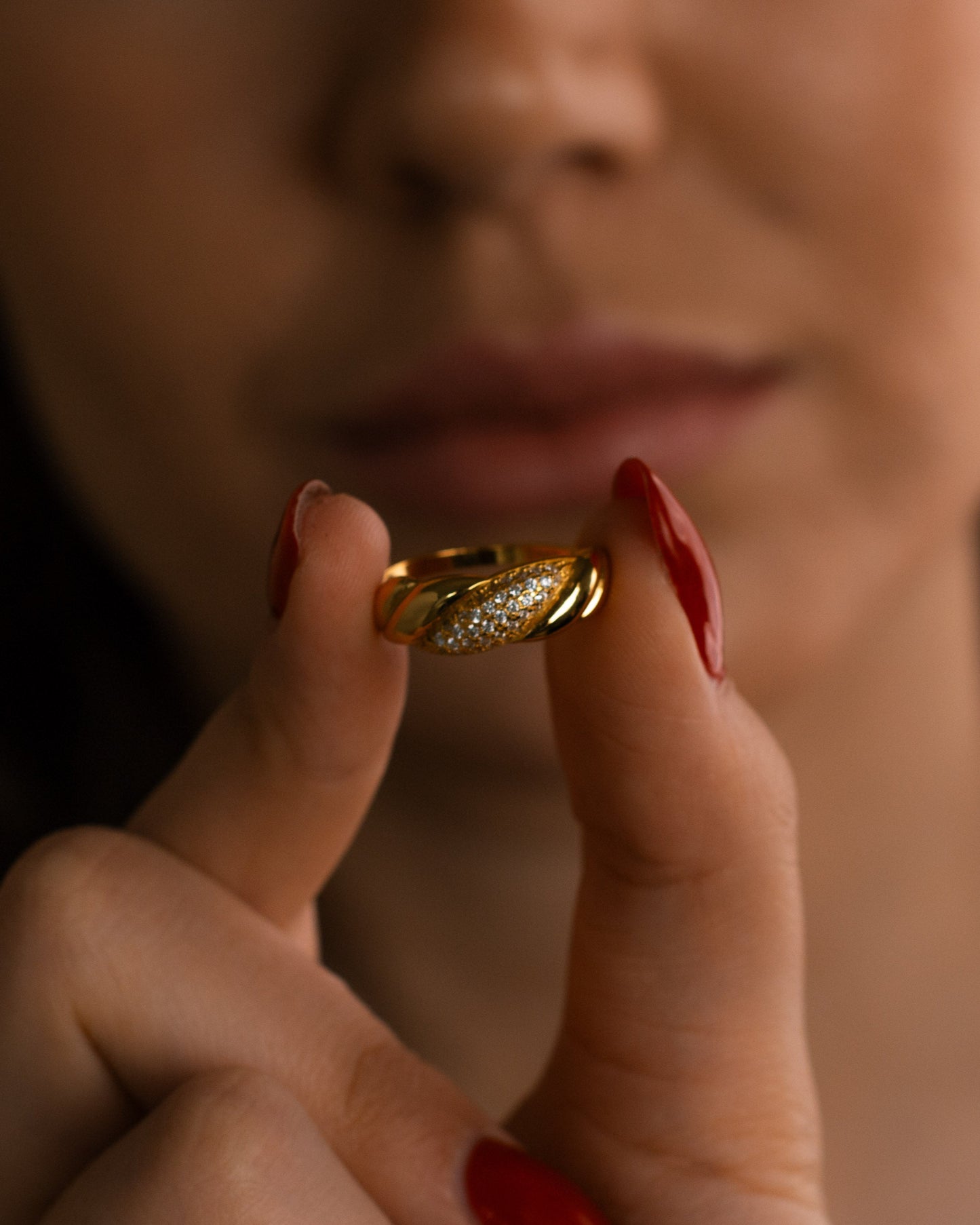 Diamond Stripe Dome Ring