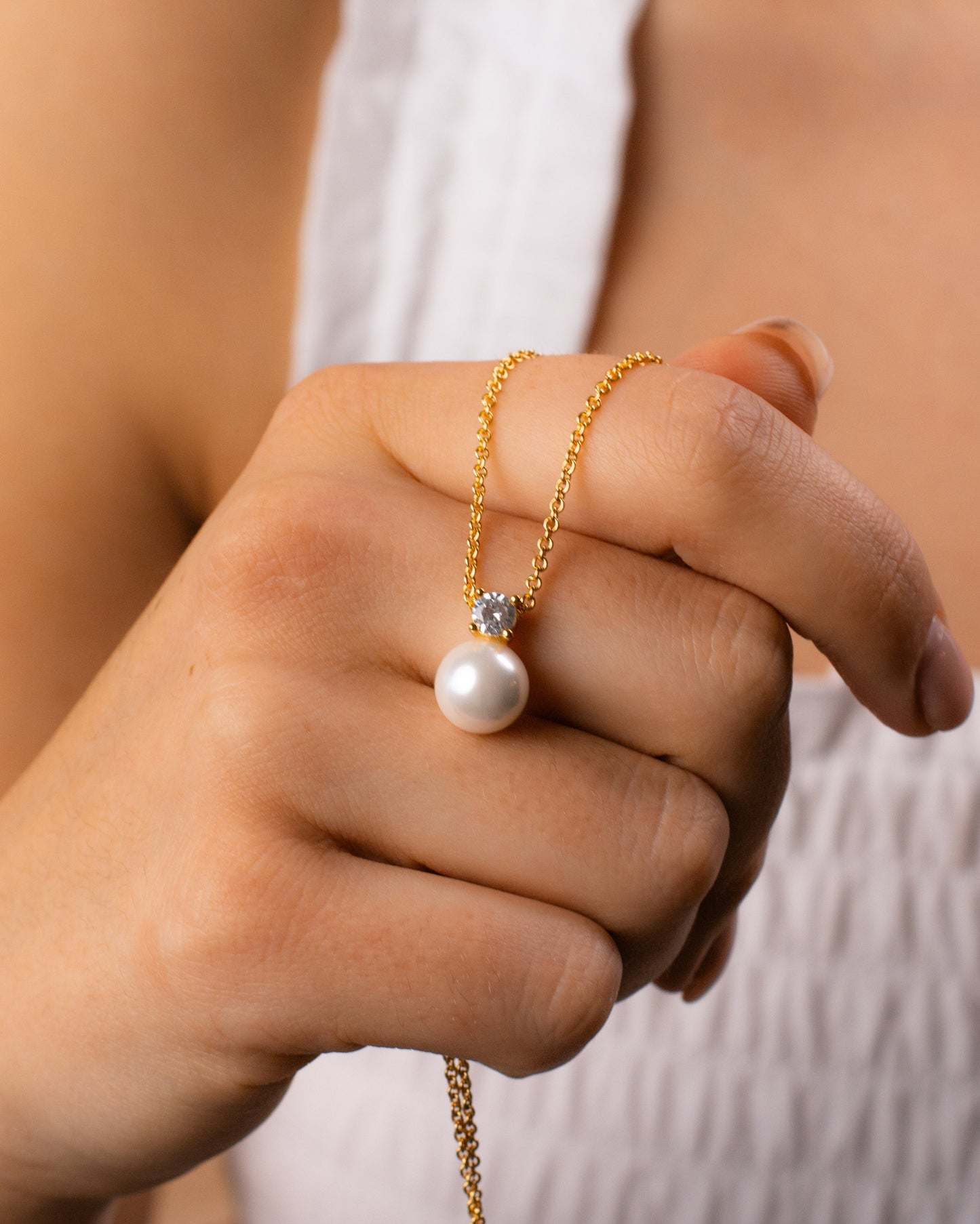 Pearl Diamond Pendant Necklace