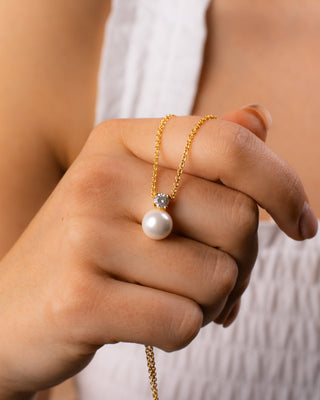 Pearl Diamond Pendant Necklace