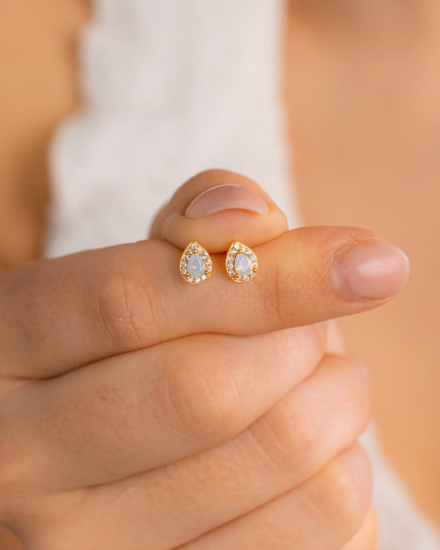 Moonstone Halo Studs