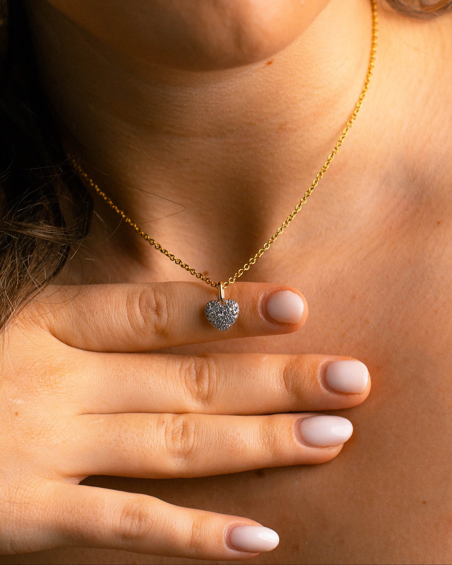 Puffy Diamond Heart Necklace