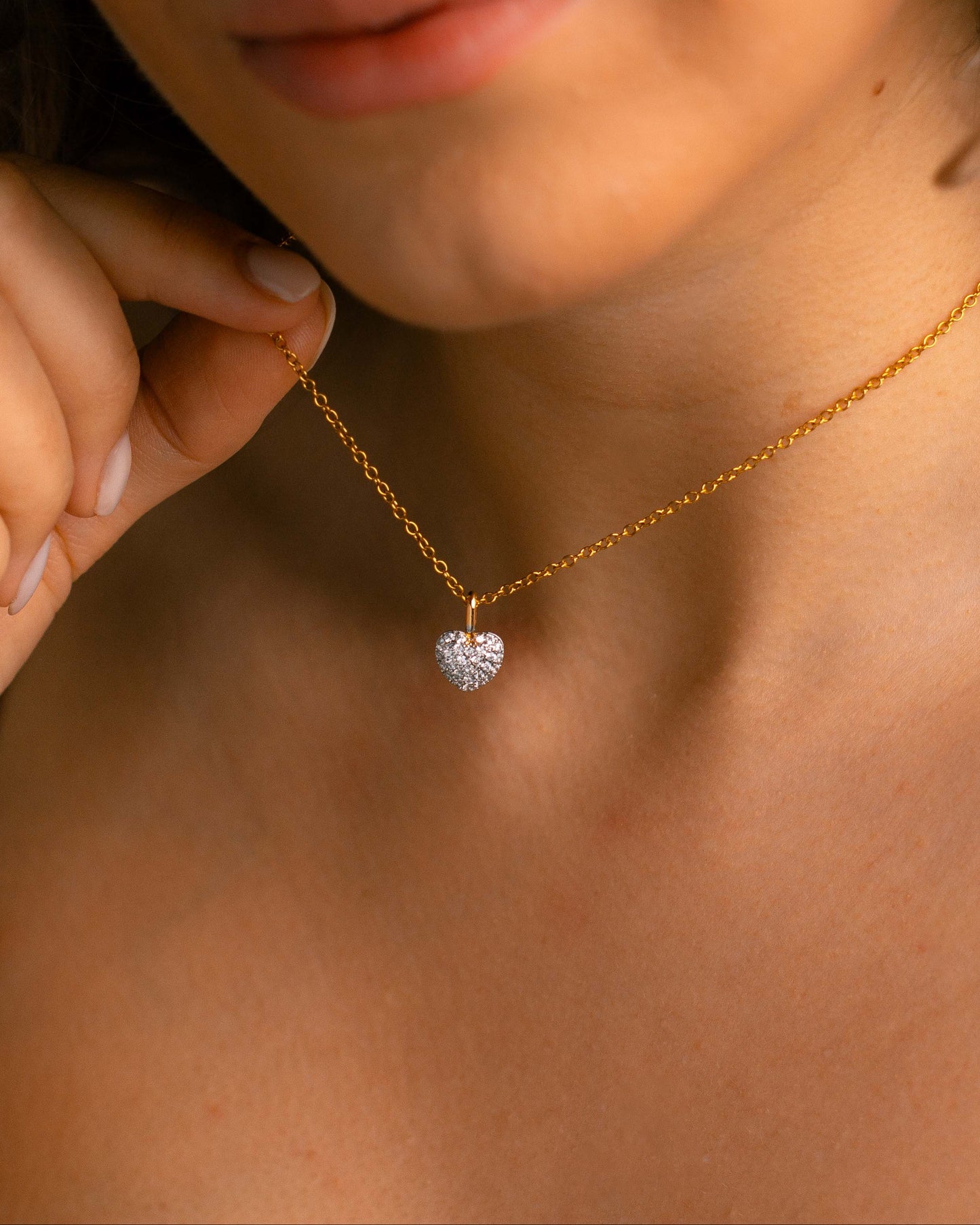 Puffy Diamond Heart Necklace
