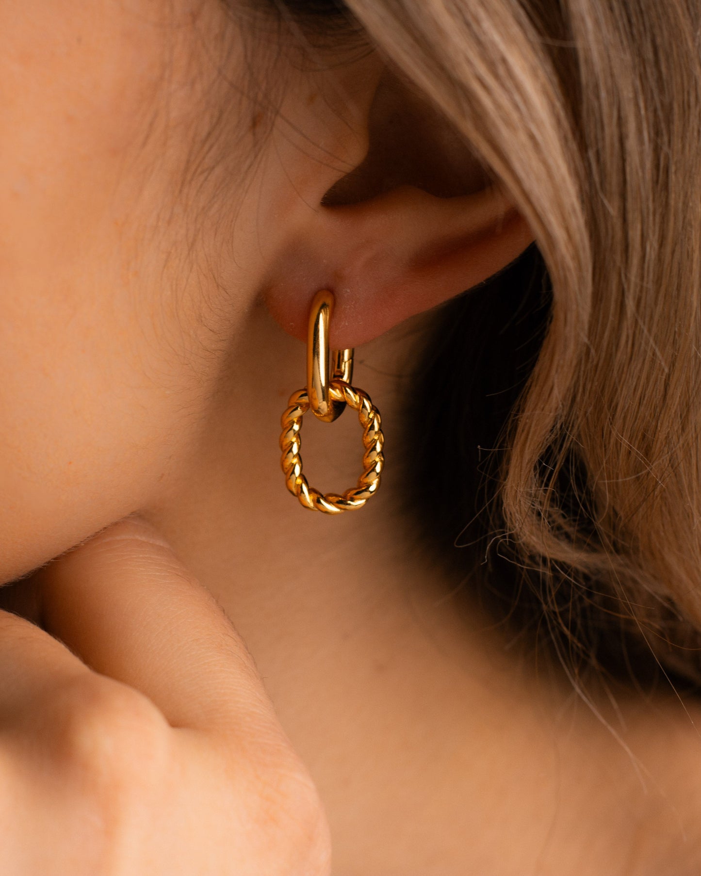 Twisted Dangle Link Earrings