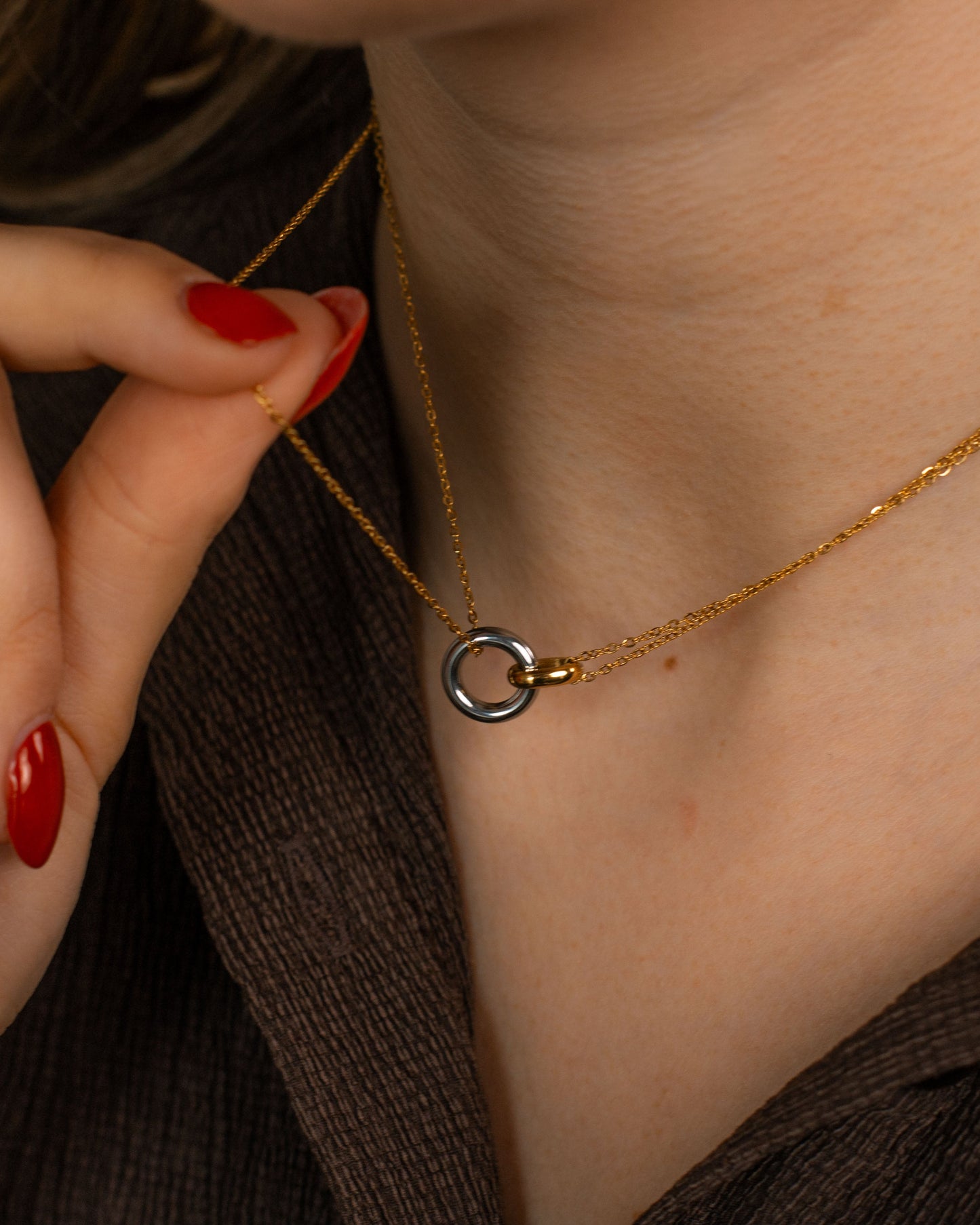 Interlocking Mixed Metal Necklace