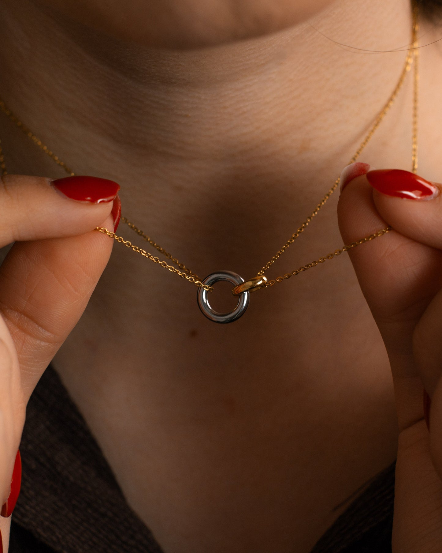 Interlocking Mixed Metal Necklace